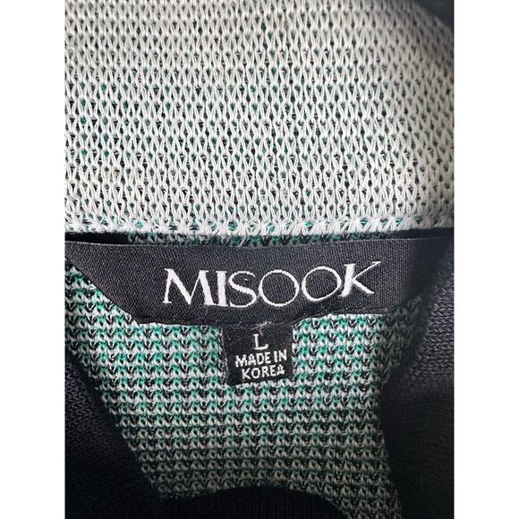 Misook Sweater Womens Large Green Cardigan Jacket Abstract Artsy Career Preppy - Picture 8 of 13
